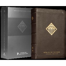 Bíblia de Estudo Thomas Nelson NVI, Capa em couro legítimo marrom, Leitura Perfeita, Premier Collection | Bíblia com mais de 50 mil recursos