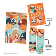 Café com Lichia com cartela de adesivos + marca página