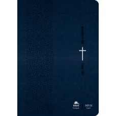 Bíblia NVI Português/Inglês - Capa luxo - Azul