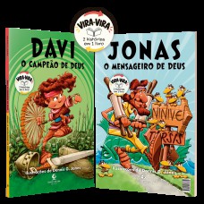 Davi, o campeão de Deus & Jonas, o mensageiro de Deus – Livro vira-vira com duas histórias bíblicas ilustradas e atividades de leitura