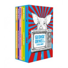 Box George Orwell com 6 livros, pôster e marcador de página