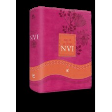 Bíblia de Estudo NVI - Capa Luxo - Rosa e laranja