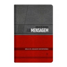 Bíblia de estudo - A Mensagem - Capa Luxo - Cinza e vermelho