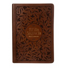 Bíblia NVI Bible Journaling com Espaço para Anotações, Capa luxo marrom com baixo relevo, Leitura Perfeita, Falei com Amor