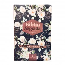 Bíblia NVI com Espaço para Anotações, Letra Grande, Capa luxo, Rosas, Leitura Perfeita